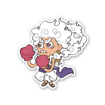 Luffy Gear 5 Boxing Sticker waterproof vinyl decal for laptop, bike, car & bottle