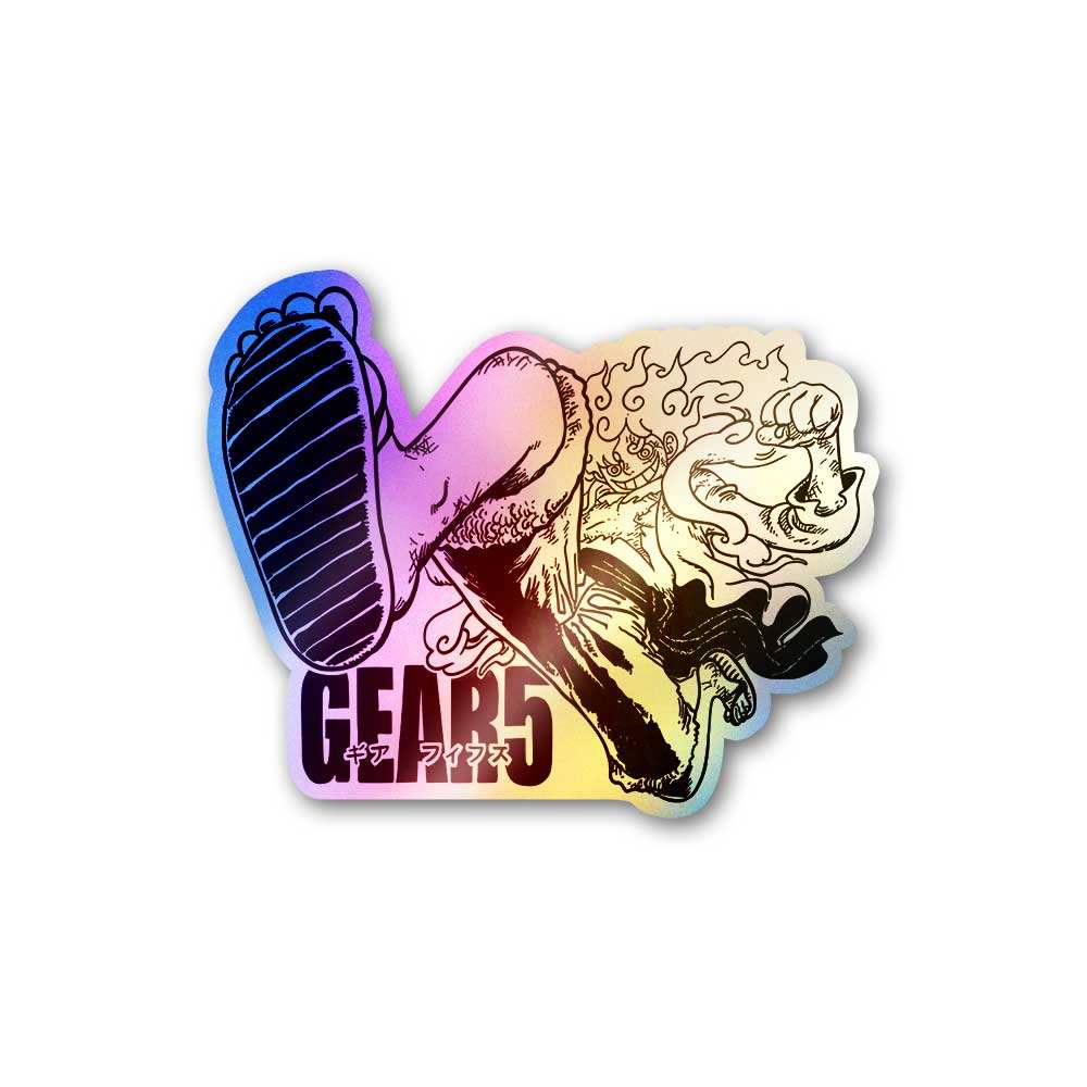 Luffy Gear 5 Holographic Sticker waterproof vinyl decal for laptop, bike, car & bottle