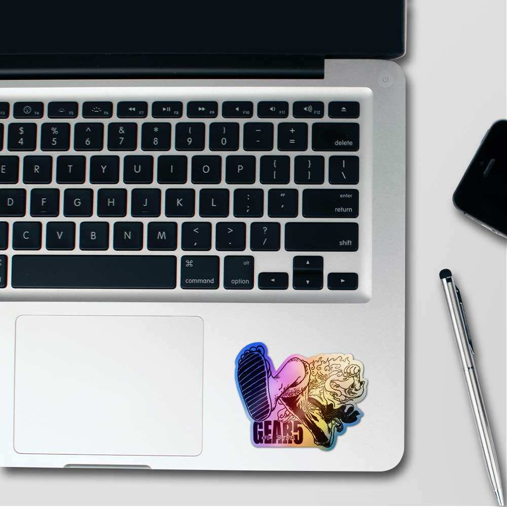 Luffy Gear 5 Holographic Sticker waterproof vinyl decal for laptop, bike, car & bottle