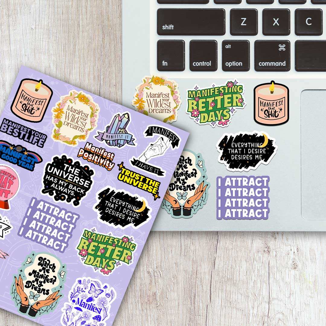 Manifest Mini Sticker Sheet waterproof vinyl decal for laptop, bike, car & bottle