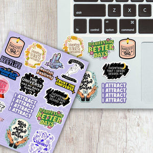 Manifest Mini Sticker Sheet waterproof vinyl decal for laptop, bike, car & bottle
