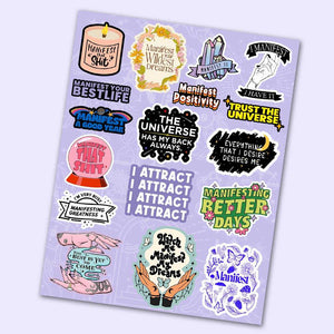 Manifest Mini Sticker Sheet waterproof vinyl decal for laptop, bike, car & bottle