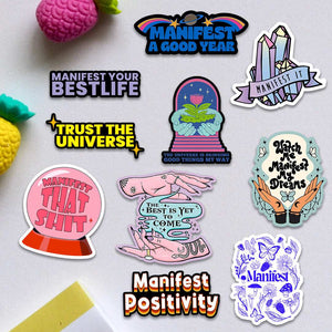 Manifestation Sticker Pack [15 Sticker] waterproof vinyl decal for laptop, bike, car & bottle