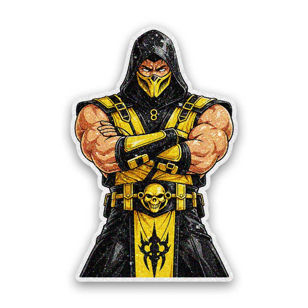 Masked Warrior Fighter Glitter Sticker - Glitter Stickers | STICK IT UP