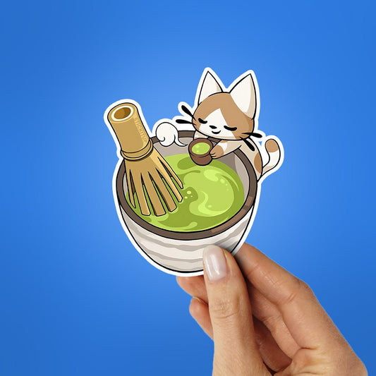Matcha Meow Sticker - STICK IT UP