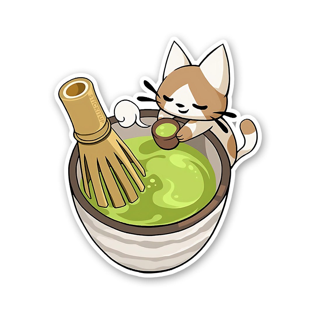 Matcha Meow Sticker waterproof vinyl decal for laptop, bike, car & bottle