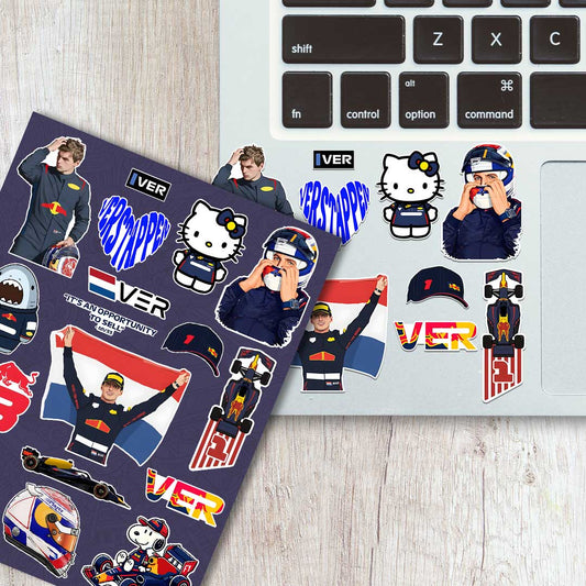 Max Verstappen Sticker Sheet waterproof vinyl decal for laptop, bike, car & bottle
