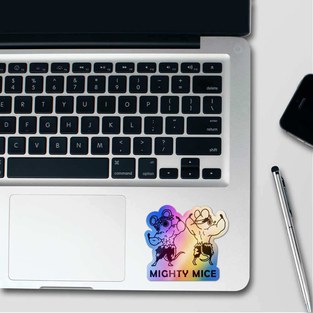 Mighty Mice Holographic Sticker waterproof vinyl decal for laptop, bike, car & bottle