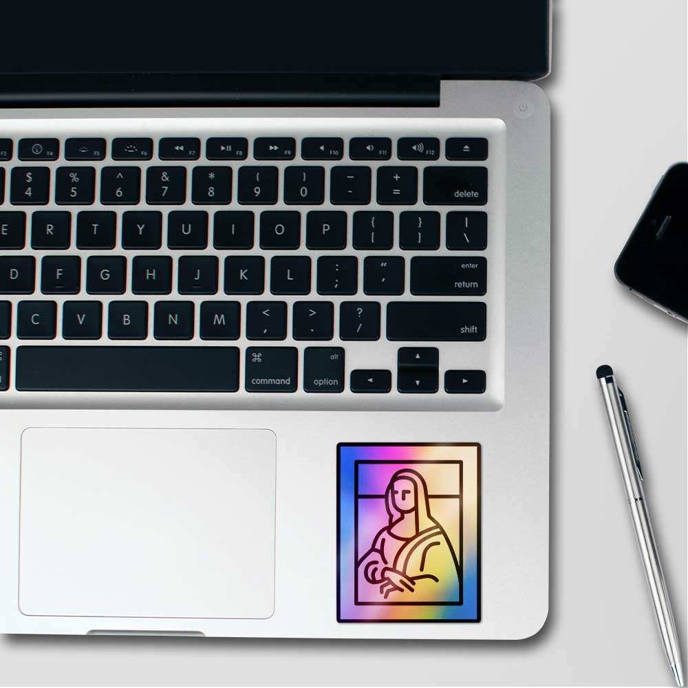 Mona Lisa Holographic Sticker waterproof vinyl decal for laptop, bike, car & bottle