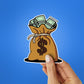 Money Bag Sticker waterproof vinyl decal for laptop, bike, car & bottle
