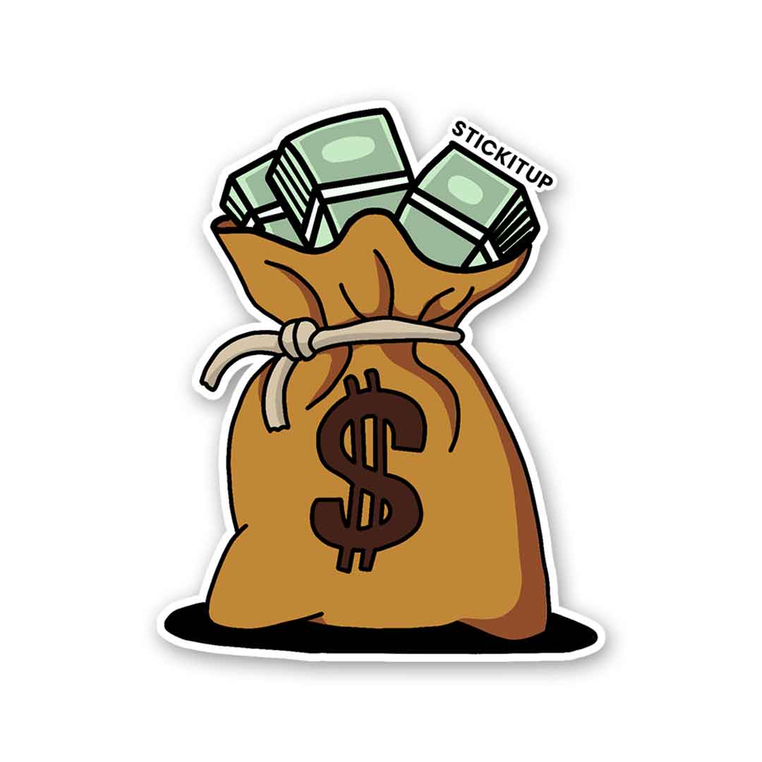 Money Bag Sticker waterproof vinyl decal for laptop, bike, car & bottle