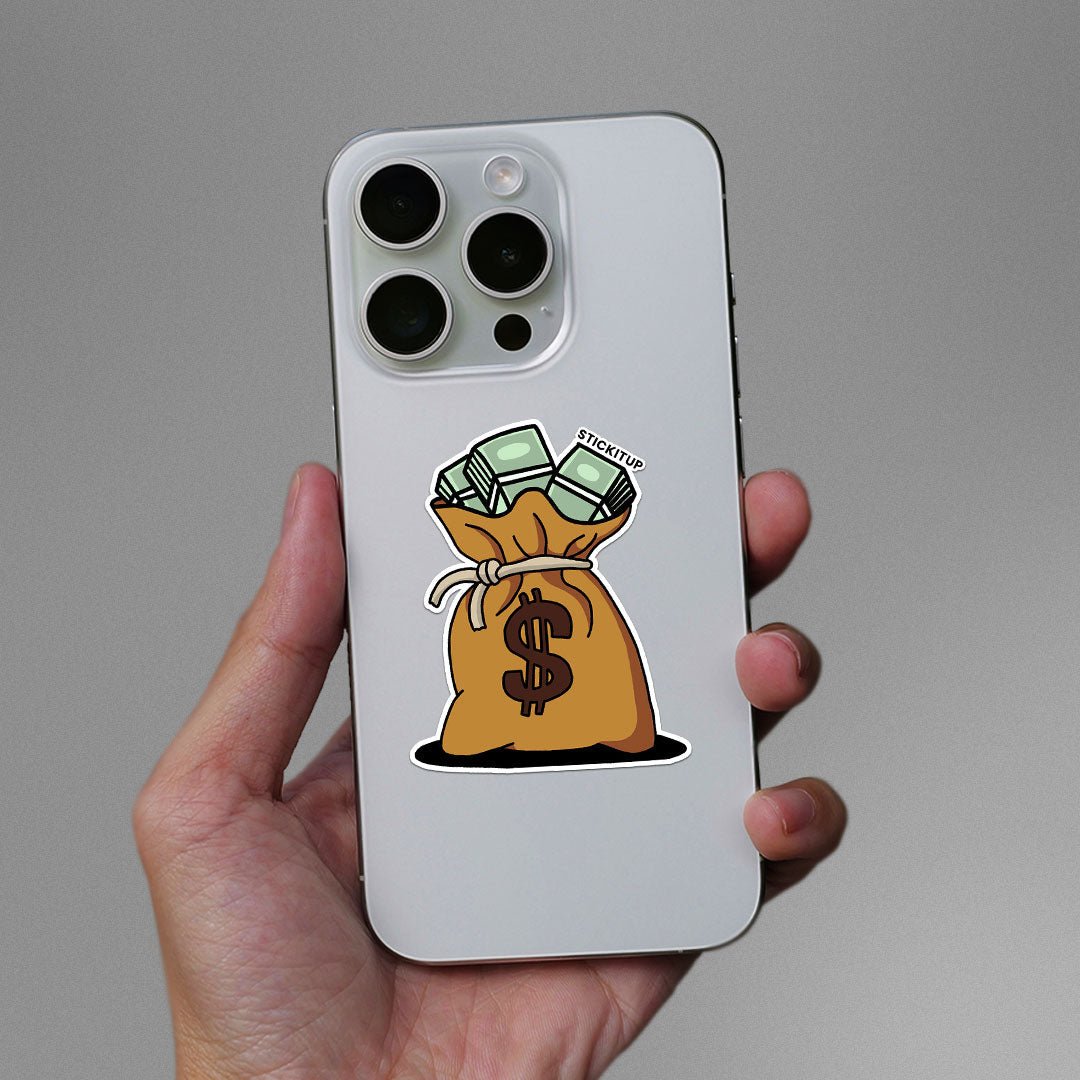 Money Bag Sticker waterproof vinyl decal for laptop, bike, car & bottle