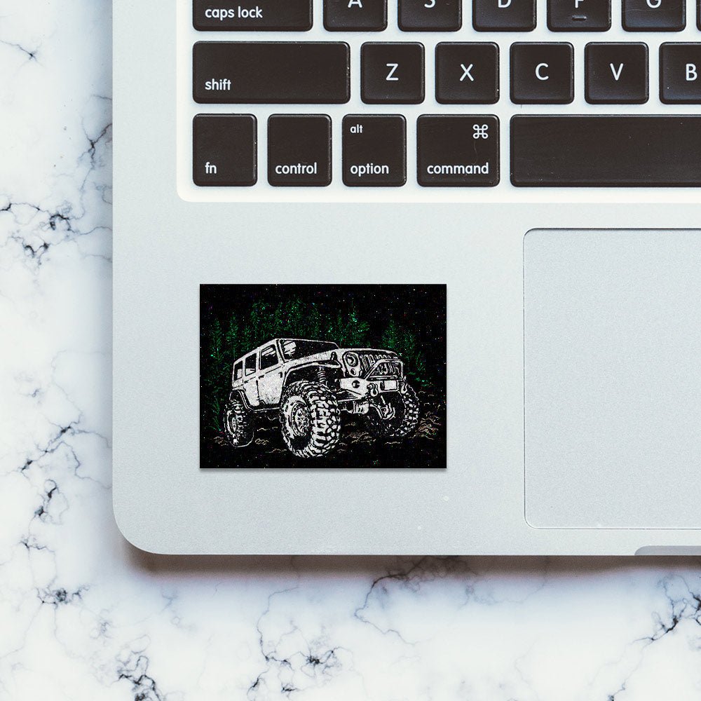 Monster Jeep Glitter Sticker waterproof vinyl decal for laptop, bike, car & bottle
