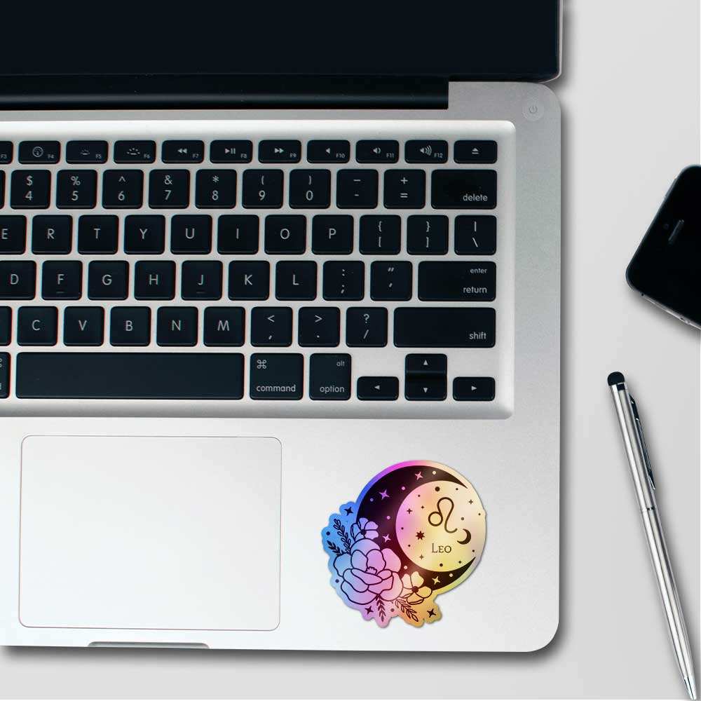 Moon Child Leo Holographic Sticker waterproof vinyl decal for laptop, bike, car & bottle