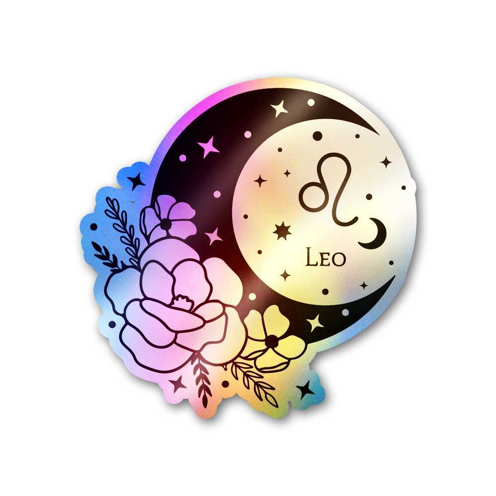 Moon Child Leo Holographic Sticker waterproof vinyl decal for laptop, bike, car & bottle