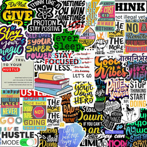 Motivational Sticker Packs [50 sticker] waterproof vinyl decal for laptop, bike, car & bottle