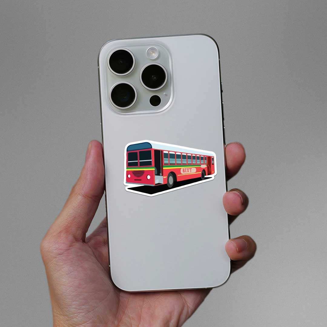 Mumbai Local Bus Sticker waterproof vinyl decal for laptop, bike, car & bottle