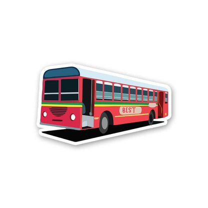 Mumbai Local Bus Sticker waterproof vinyl decal for laptop, bike, car & bottle