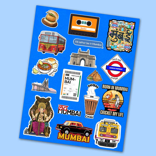 Mumbai Sticker Sheet waterproof vinyl decal for laptop, bike, car & bottle