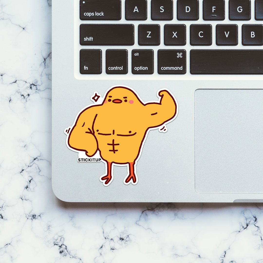Muscular Chicken Sticker waterproof vinyl decal for laptop, bike, car & bottle