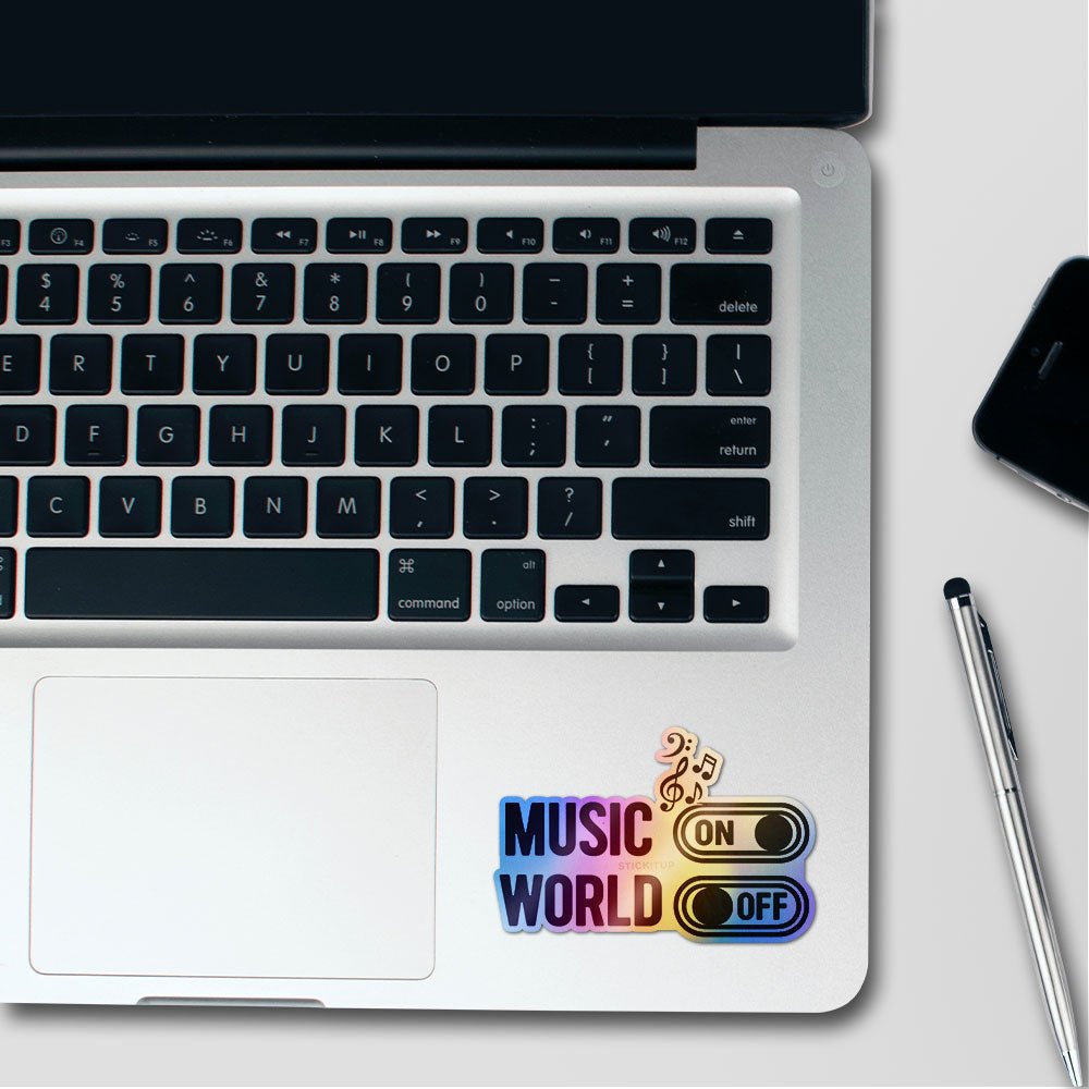 Music On/Off Switch Holographic Stickers - Holographic stickers | STICK IT UP