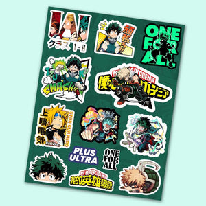 My Hero Academia Mini Sticker Sheet waterproof vinyl decal for laptop, bike, car & bottle