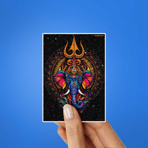 Mystic Trishul Elephant Glitter Sticker - Glitter Stickers | STICK IT UP