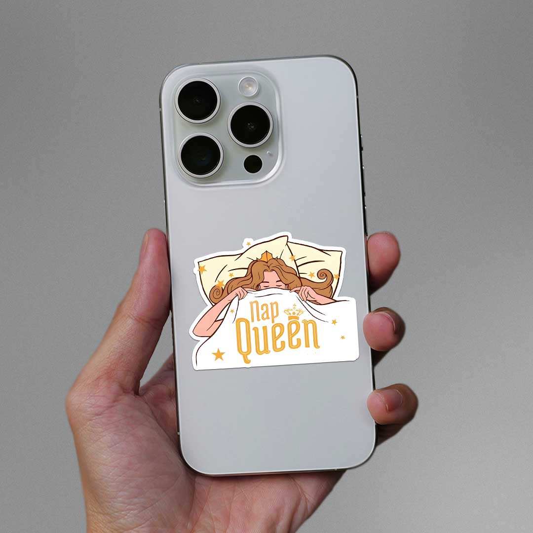 Nap Queen Sticker waterproof vinyl decal for laptop, bike, car & bottle