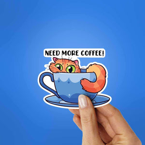 Need More Coffee Sticker waterproof vinyl decal for laptop, bike, car & bottle