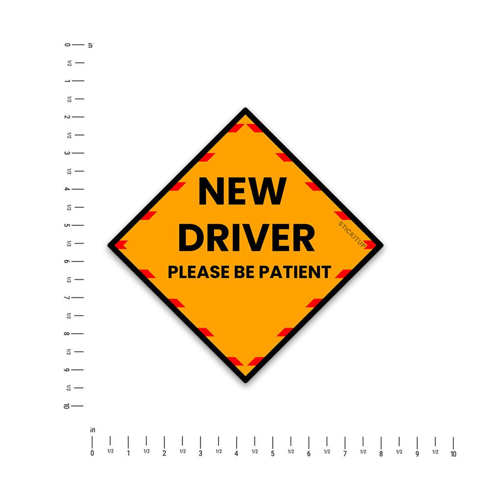 New driver Bumper Sticker waterproof vinyl decal for laptop, bike, car & bottle