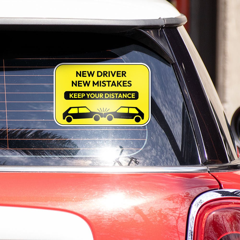 New driver new mistakes Bumper Sticker waterproof vinyl decal for laptop, bike, car & bottle