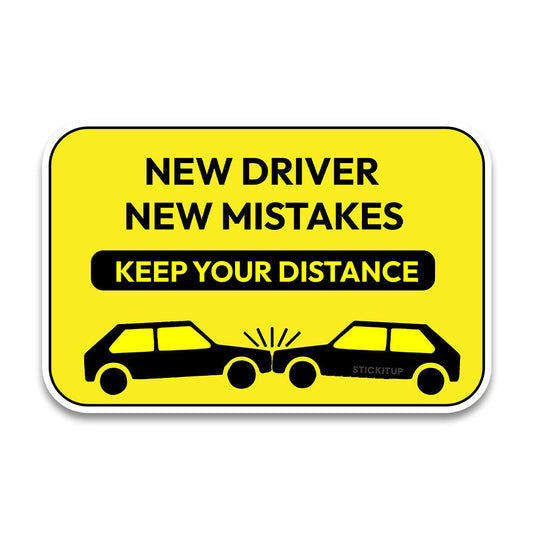 New driver new mistakes Bumper Sticker waterproof vinyl decal for laptop, bike, car & bottle