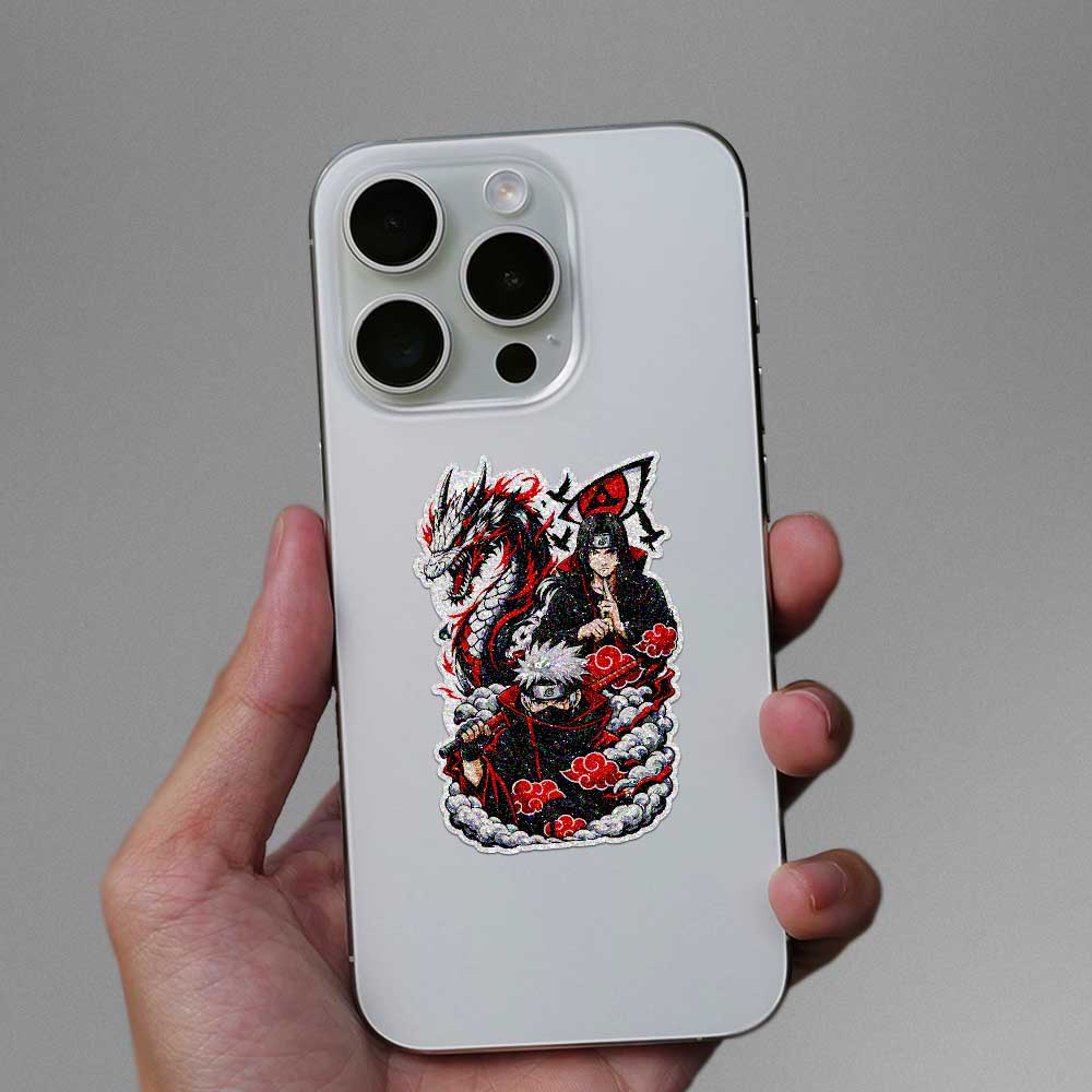 Ninja Duo Red Dragon Glitter Sticker - Glitter Stickers | STICK IT UP