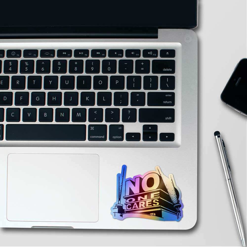 No One Cares Holographic Sticker waterproof vinyl decal for laptop, bike, car & bottle