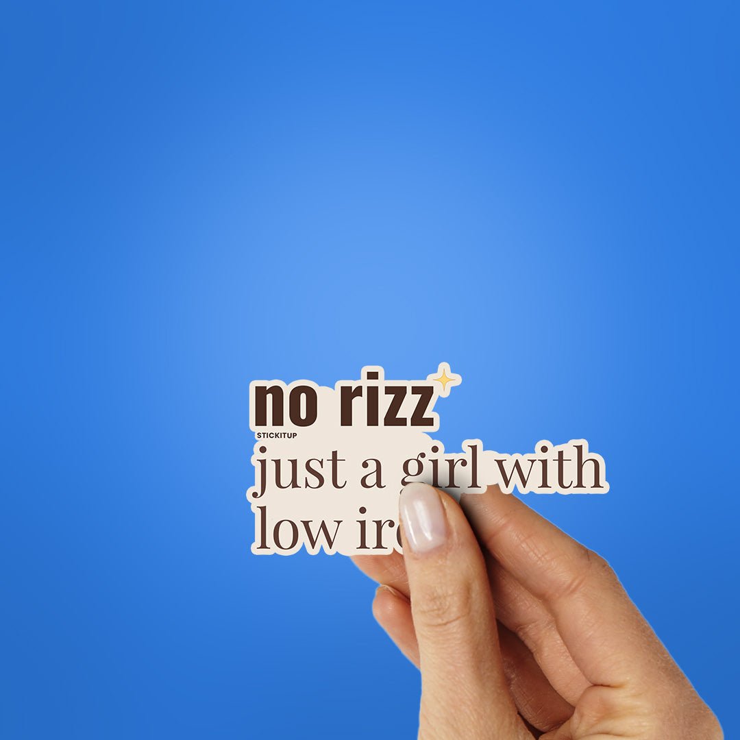 No Rizz Sticker waterproof vinyl decal for laptop, bike, car & bottle