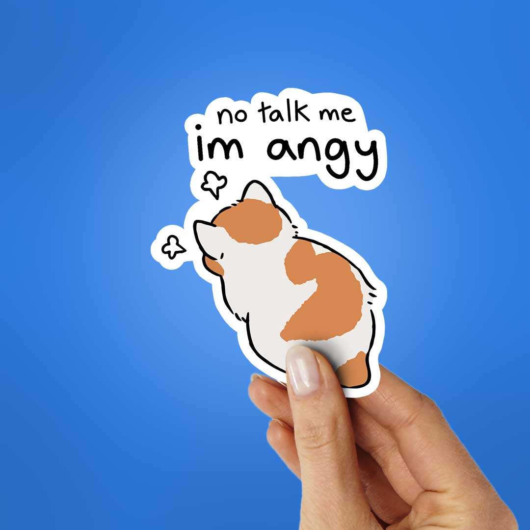No Talk Me Im Angy Sticker waterproof vinyl decal for laptop, bike, car & bottle