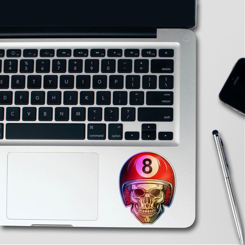 Number8 Skull Helmet Holographic Stickers - Holographic stickers | STICK IT UP