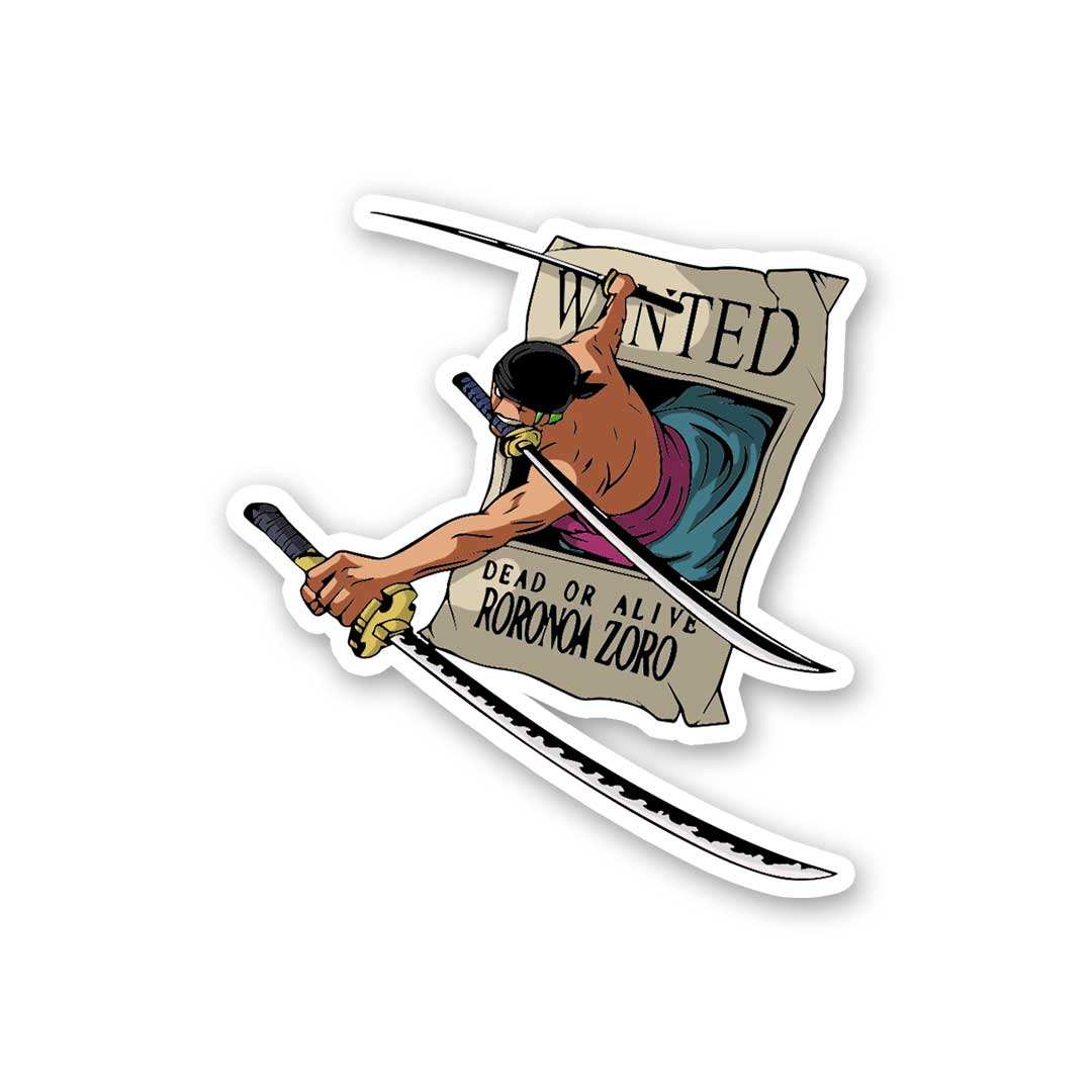 One Peice Zoro Wanted Poster Sticker - STICK IT UP