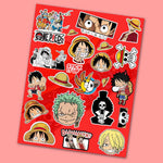 One Piece Mini Sticker Sheet waterproof vinyl decal for laptop, bike, car & bottle