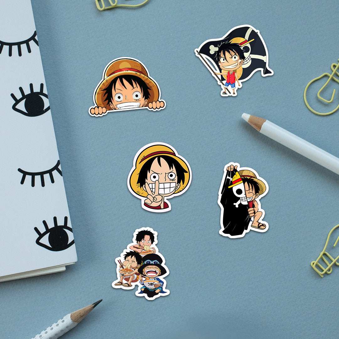 One Piece Sticker Packs [50 sticker] waterproof vinyl decal for laptop, bike, car & bottle