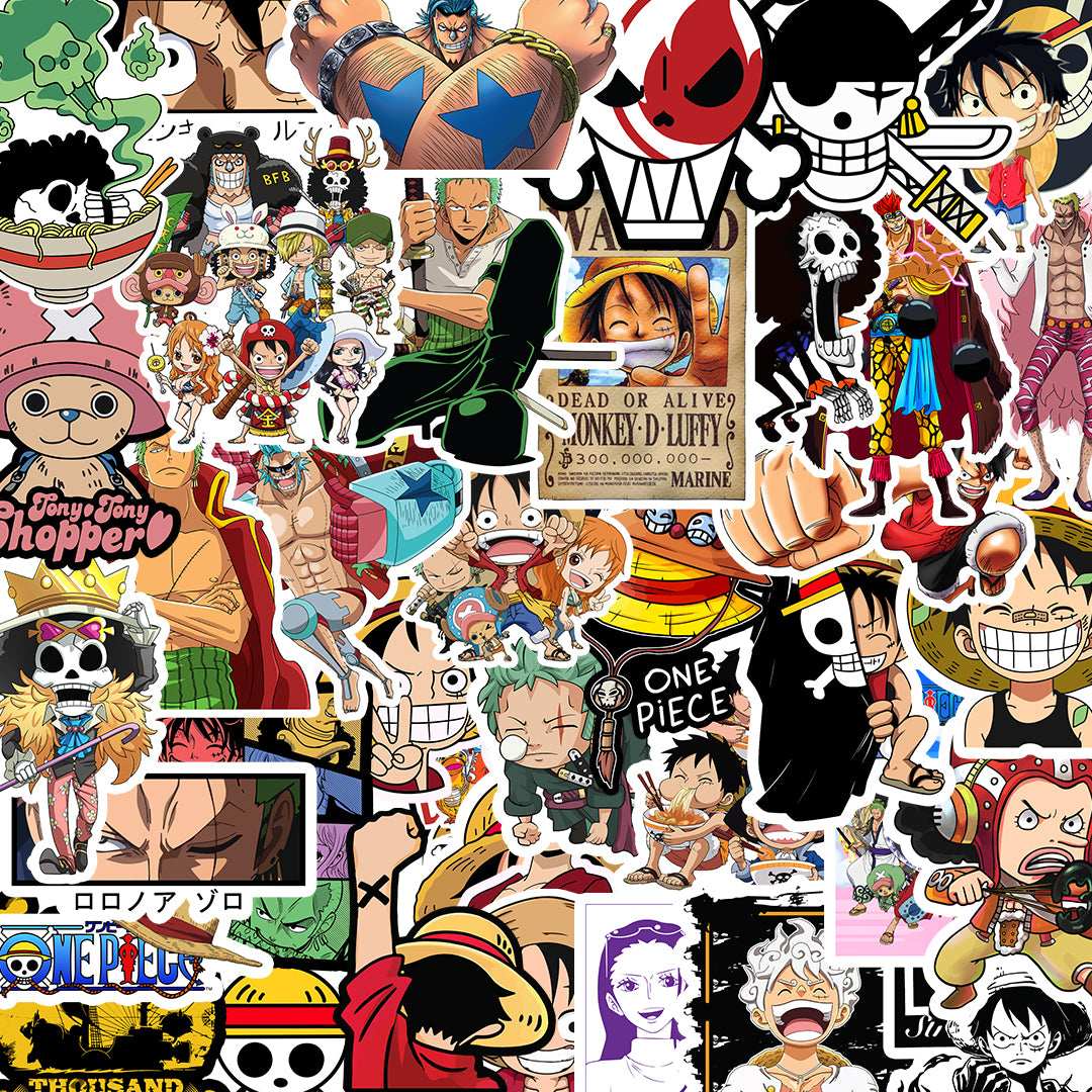 One Piece Sticker Packs [50 sticker] waterproof vinyl decal for laptop, bike, car & bottle