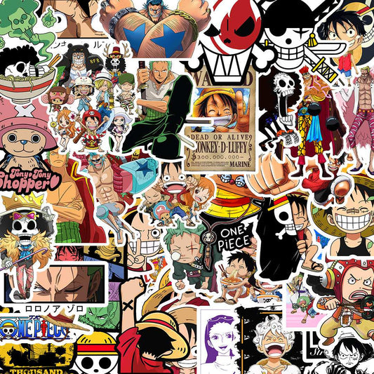 One Piece Sticker Packs [50 sticker] waterproof vinyl decal for laptop, bike, car & bottle