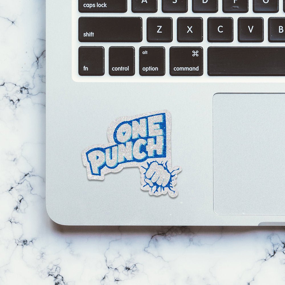 One Punch Glitter Sticker waterproof vinyl decal for laptop, bike, car & bottle