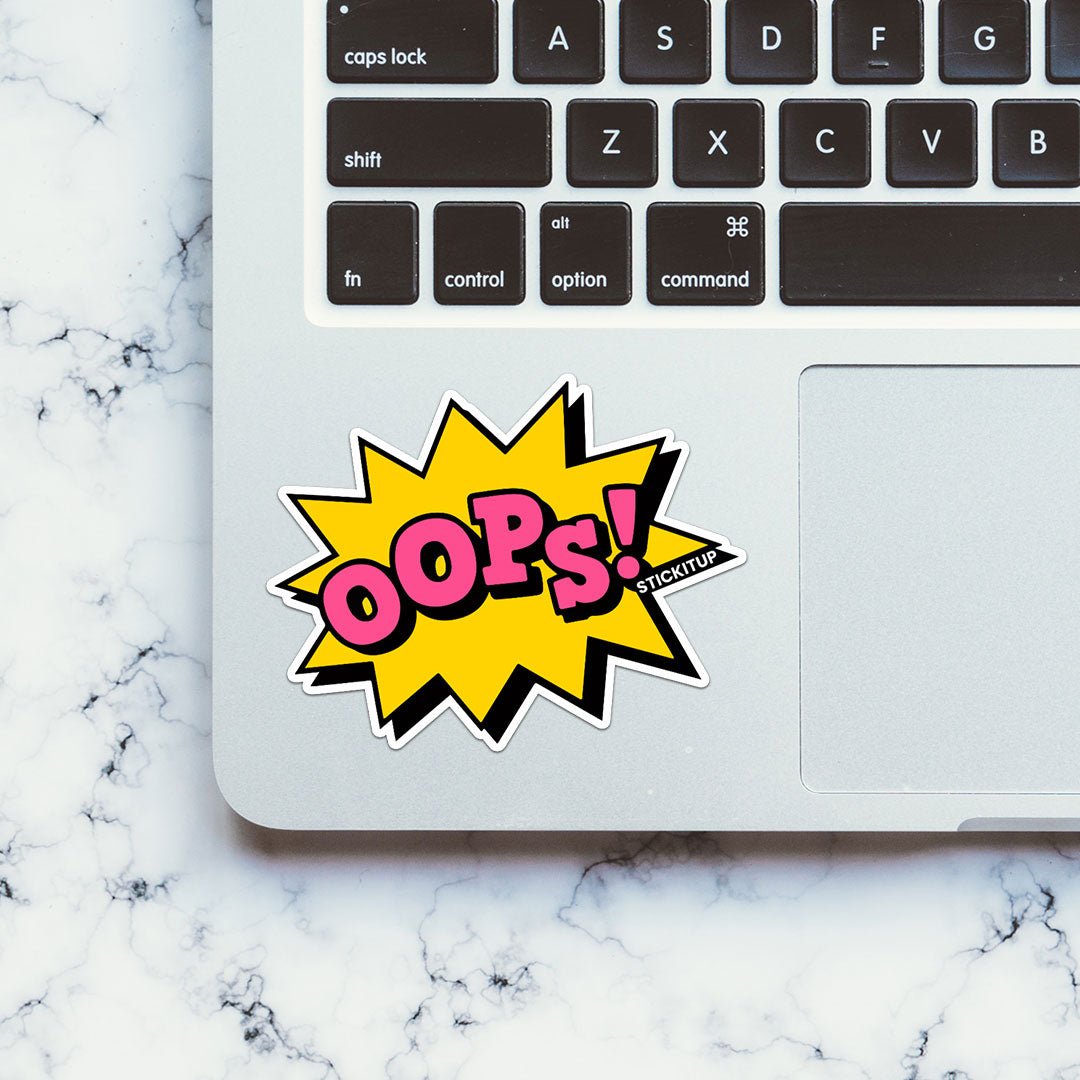 Oops Sticker waterproof vinyl decal for laptop, bike, car & bottle