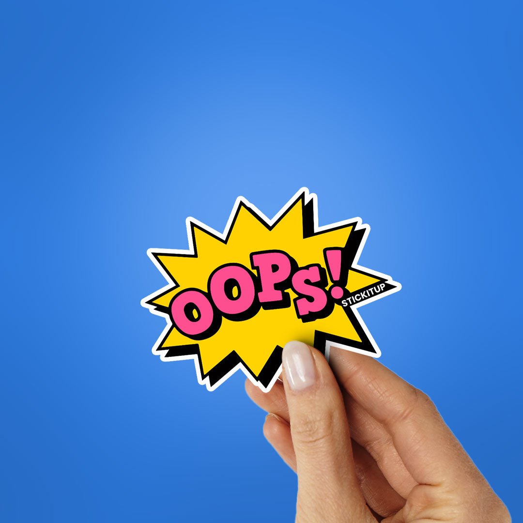 Oops Sticker waterproof vinyl decal for laptop, bike, car & bottle
