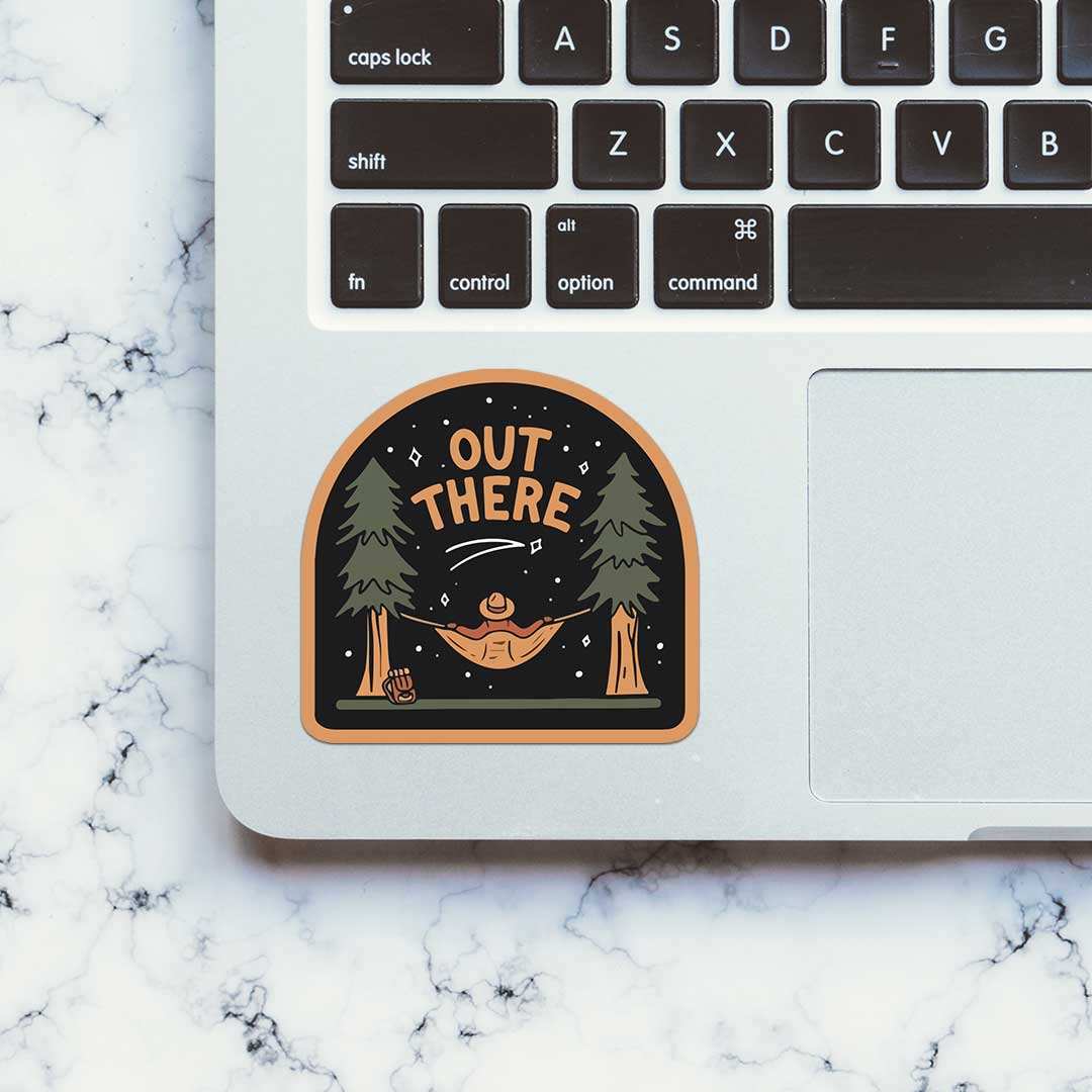 Out There Sticker waterproof vinyl decal for laptop, bike, car & bottle