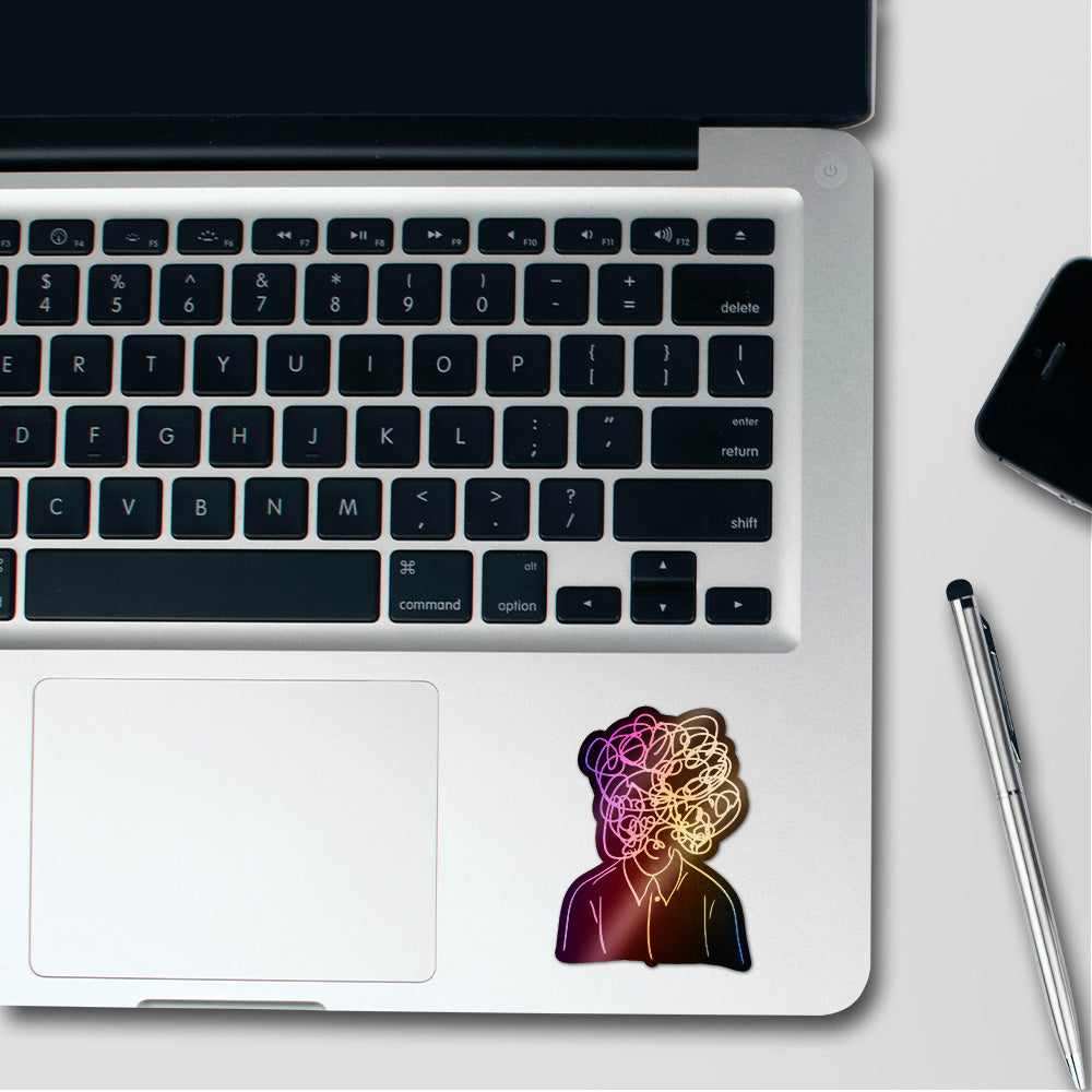 Overthinking Holographic Stickers waterproof vinyl decal for laptop, bike, car & bottle