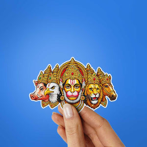 Panchmukhi Hanuman Faces Glitter Sticker - Glitter Stickers | STICK IT UP