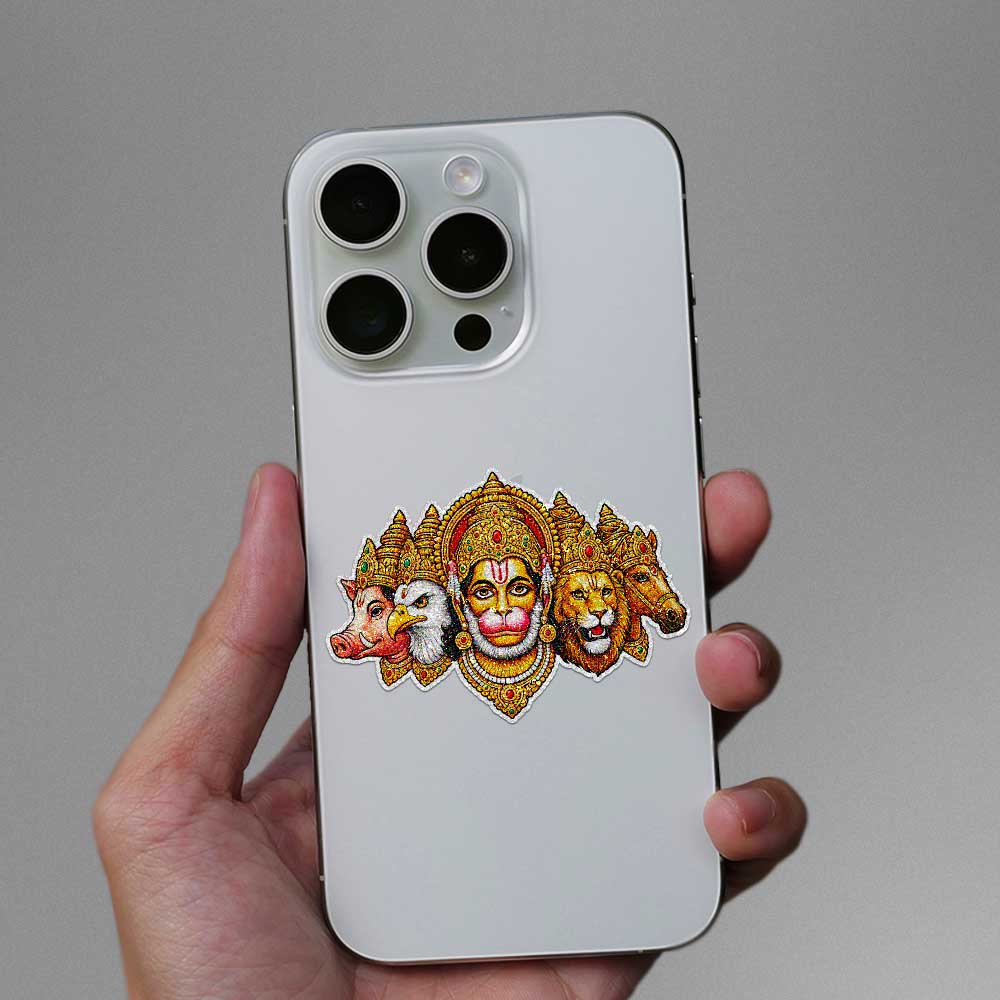 Panchmukhi Hanuman Faces Glitter Sticker - Glitter Stickers | STICK IT UP