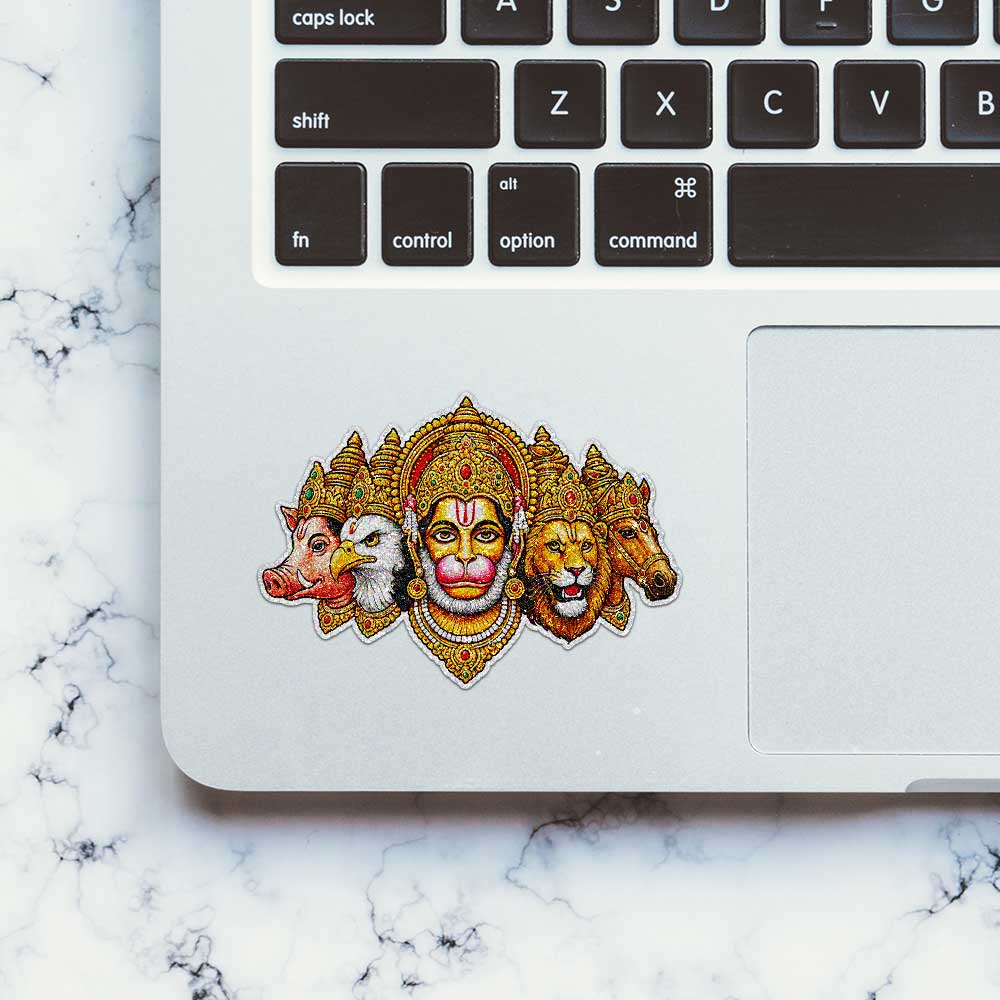 Panchmukhi Hanuman Faces Glitter Sticker - Glitter Stickers | STICK IT UP